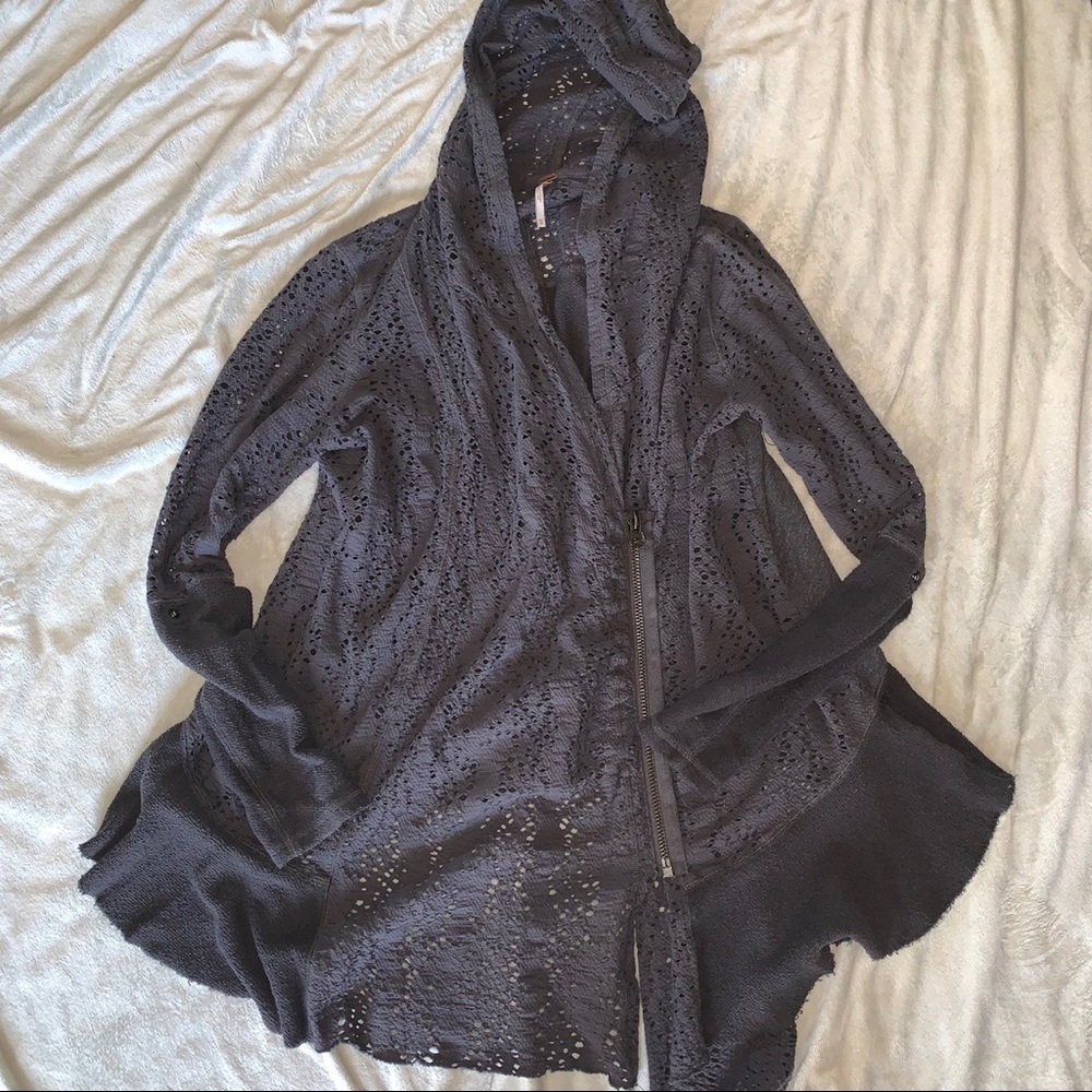 𝓯𝓹💜FREE PEOPLE BOHO LACE KNIT Cardigan - Picture 4 of 6